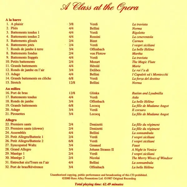 A Class at the Opera　バレエレッスンCD