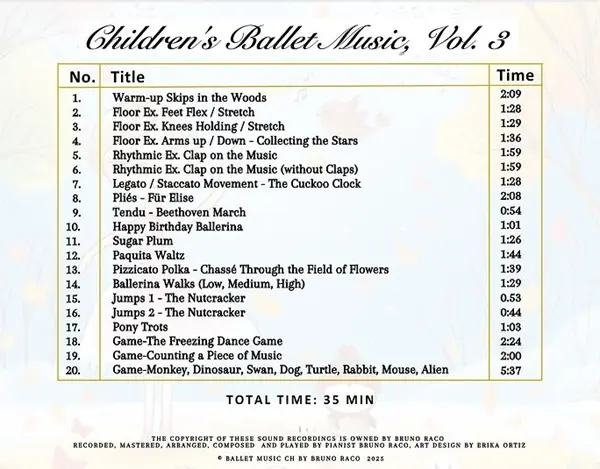 Children’s Ballet Music Vol.2　バレエレッスンCD　トラックリスト