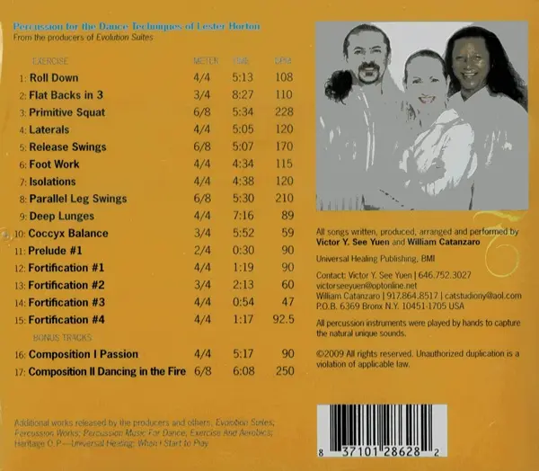 Percussion for the dance technique of Lester Horton レッスンCD トラックリスト