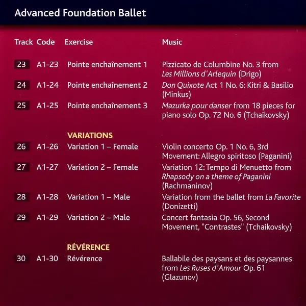RAD Advanced 1 Ballet バレエレッスンCD トラックリスト3