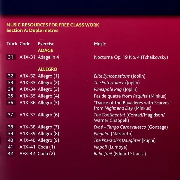 RAD Advanced 1 Ballet バレエレッスンCD トラックリスト4