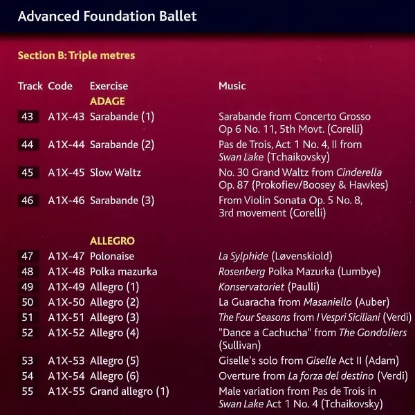 RAD Advanced 1 Ballet バレエレッスンCD トラックリスト5