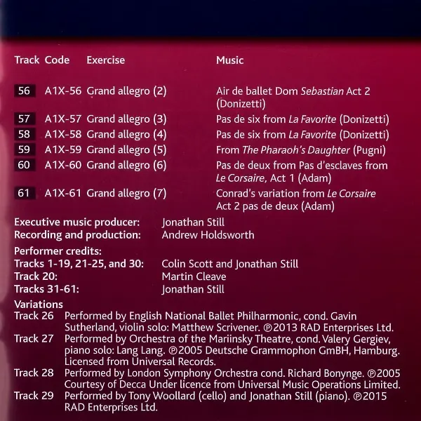 RAD Advanced 1 Ballet バレエレッスンCD トラックリスト6