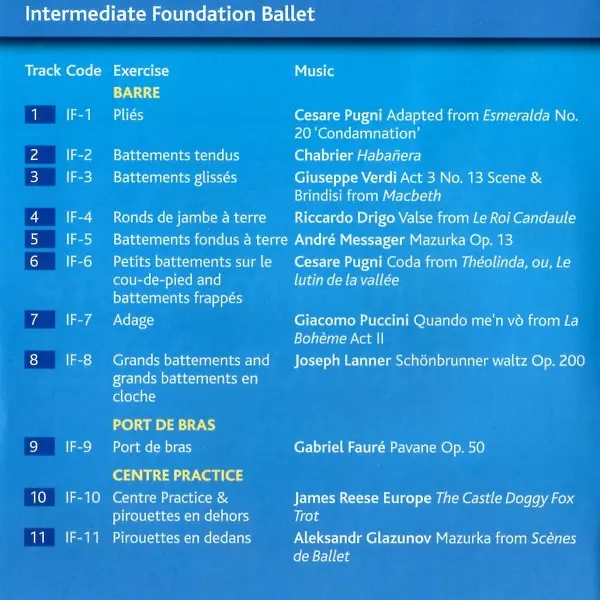 RAD Intermediate Foundation Ballet　バレエレッスンCD　トラックリスト1