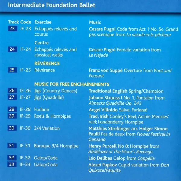 RAD Intermediate Foundation Ballet　バレエレッスンCD　トラックリスト3