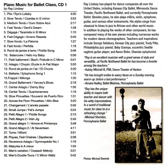 Piano Music for Ballet Class CD1 バレエレッスンCD　トラックリスト