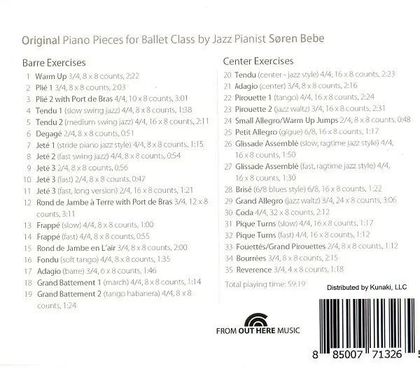 Music for Ballet Class Vol.3 バレエレッスンCD トラックリスト