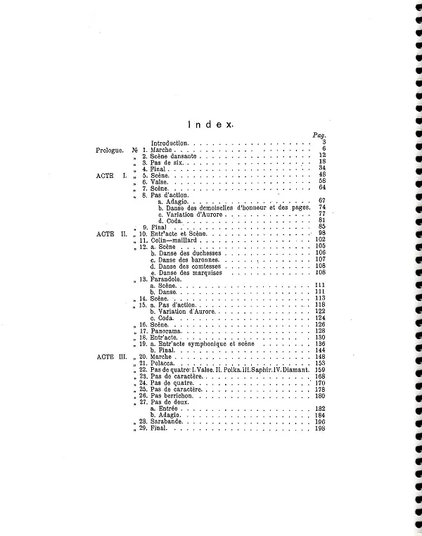 眠りの森の美女 全幕 楽譜目次