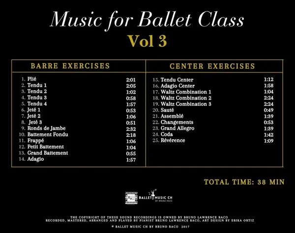 Music for Ballet Class Vol.3　バレエレッスンCD　トラック