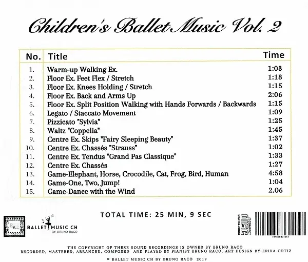 Children’s Ballet Music Vol.2　バレエレッスンCD　トラックリスト