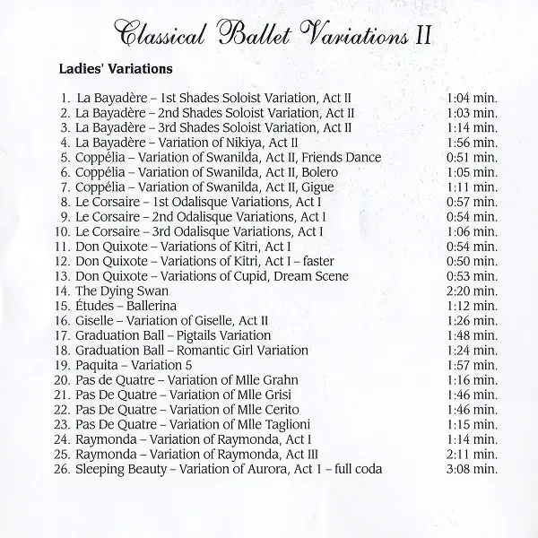 Classical Ballet Variations II　ヴァリエーションCD　トラックリスト1