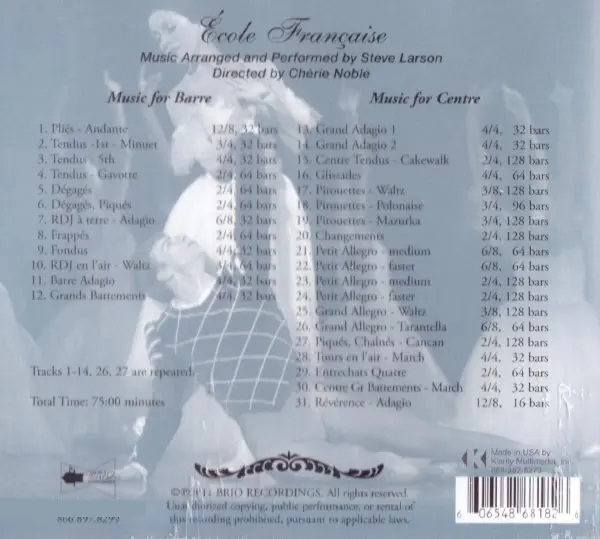 Ecole Francaise　バレエレッスンCD　トラックリスト