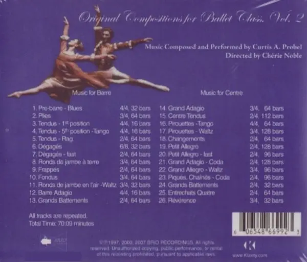 Original Compositions For Ballet Class, Vol.2 バレエレッスンCD　トラックリスト