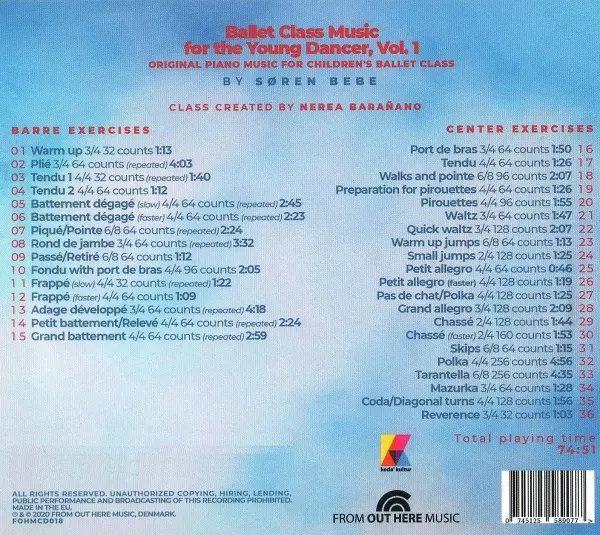 Ballet Class Music for the Young Dancer, Vol.1　バレエレッスンCD　トラックリスト