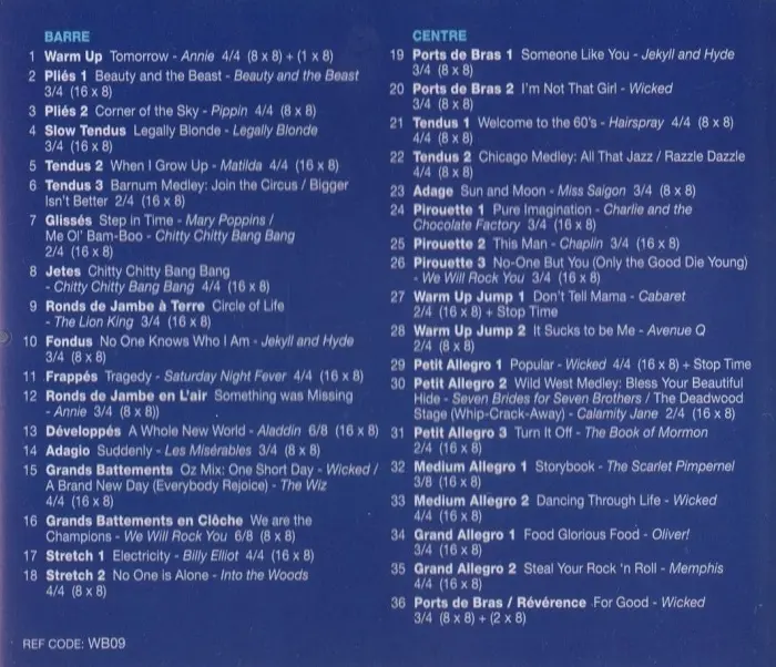 West End to Broadway 3 バレエレッスンCD　トラックリスト