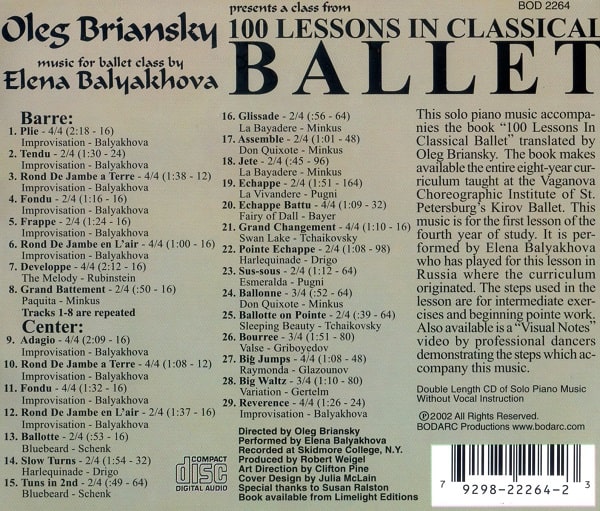 100 Lessons in Classical Ballet　バレエレッスンCD　トラックリスト
