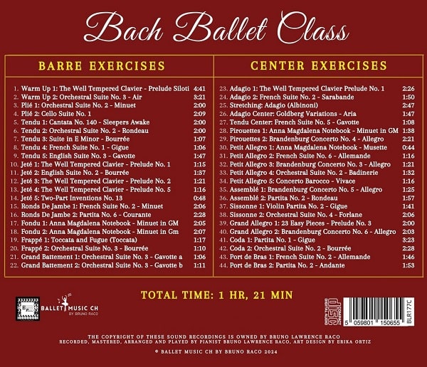 Music for Ballet Class 「バッハ」　バレエレッスンCD　トラックリスト