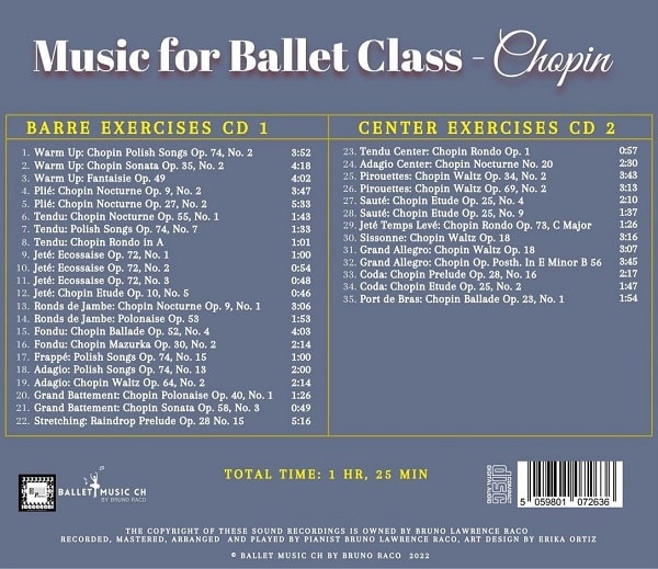 Music for Ballet Class 「ショパン」　バレエレッスンCD　トラックリスト