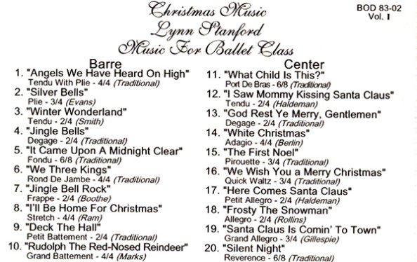 Christmas Music for Ballet Class, Vol.1　バレエレッスンCD　トラックリスト