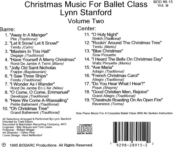 Christmas Music for Ballet Class, Vol.2　バレエレッスンCD　トラックリスト