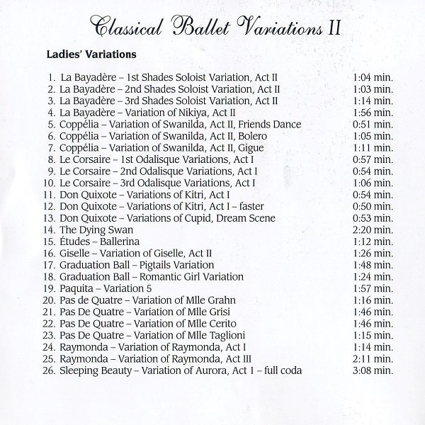 Classical Ballet Variations II　ヴァリエーションCD　トラックリスト1