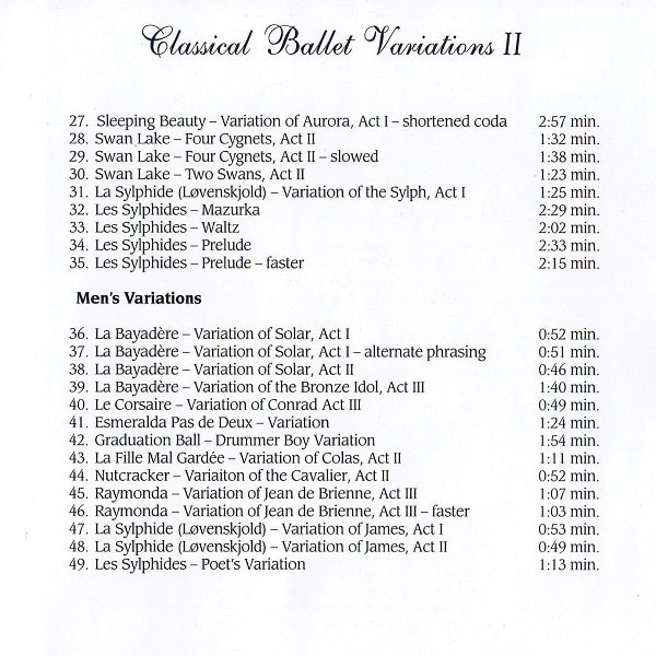 Classical Ballet Variations II　ヴァリエーションCD　トラックリスト2