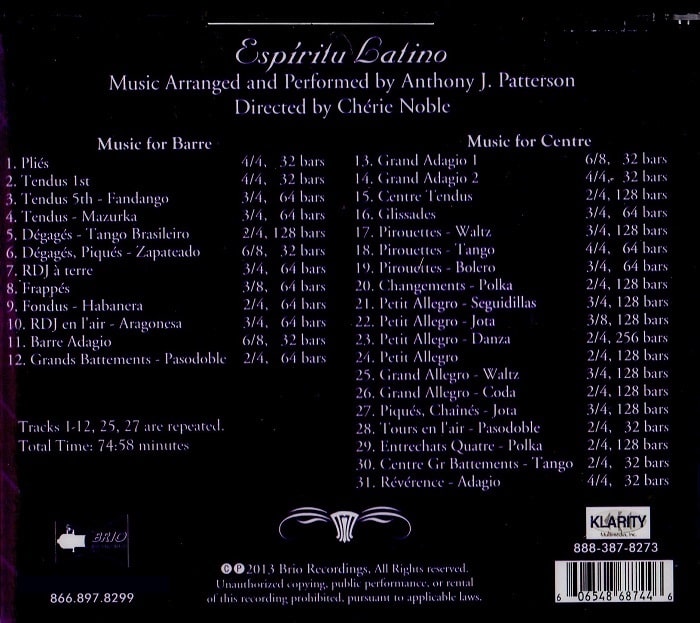 Espiritu Latino, Music by Latin Masters for Ballet Class レッスンCD