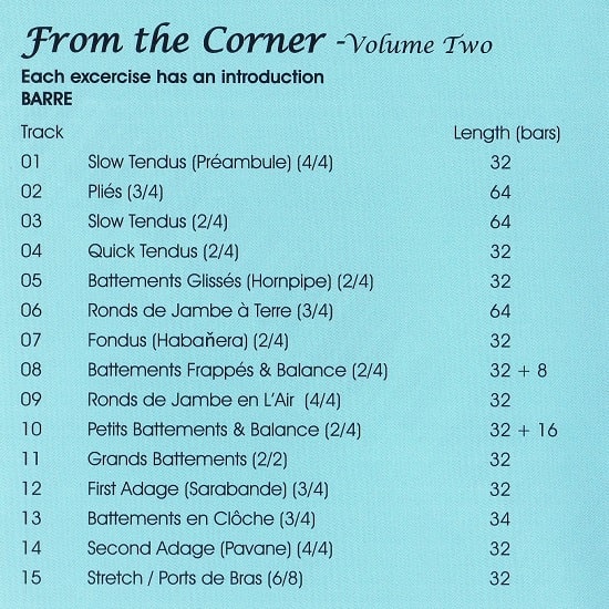 From the corner, Vol.2　バレエレッスンCD　トラックリスト1
