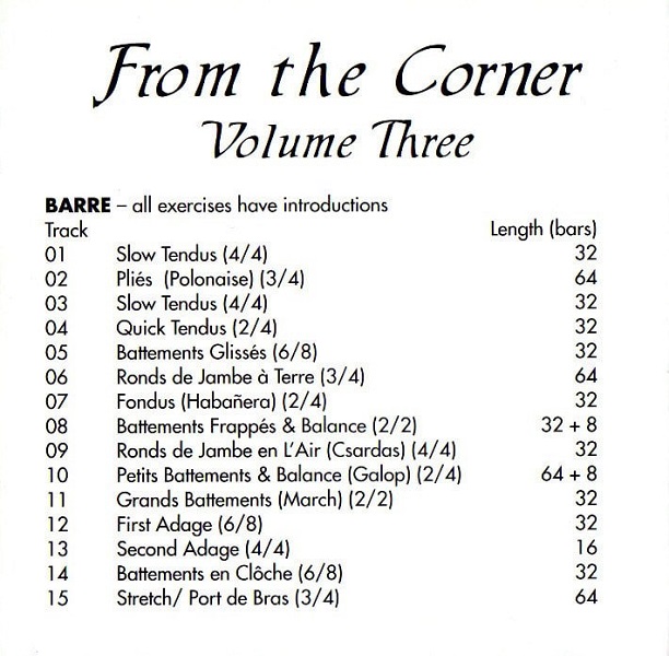 From the corner, Vol.3　バレエレッスンCD　トラックリスト1