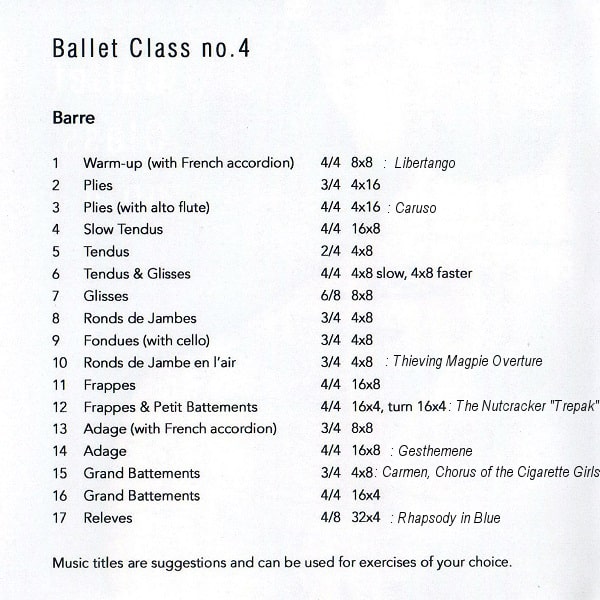 Ballet Class No.4 バレエレッスンCD　トラックリスト1