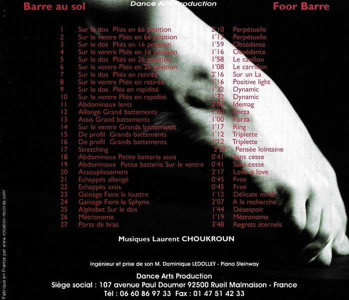 ローラン・シュクルン Barre au Sol (Floor barre), Vol.9　バレエレッスンCD　トラックリスト