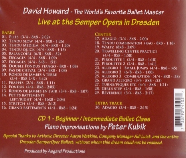 Live at the Semper Opera in Dresden Vol.1　バレエレッスンCD　トラックリスト