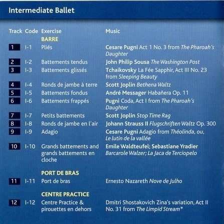 RAD Intermediate Ballet　バレエレッスンCD　トラックリスト1