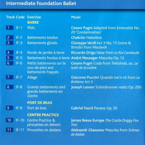 RAD Intermediate Foundation Ballet　バレエレッスンCD　トラックリスト1