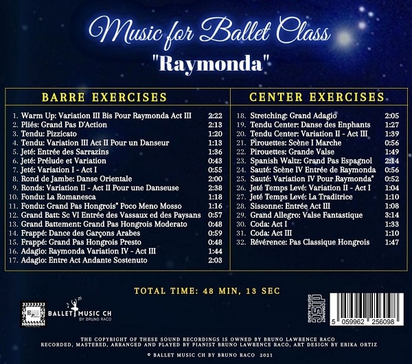Music for Ballet Class 「ライモンダ」　バレエレッスンCD　トラックリスト