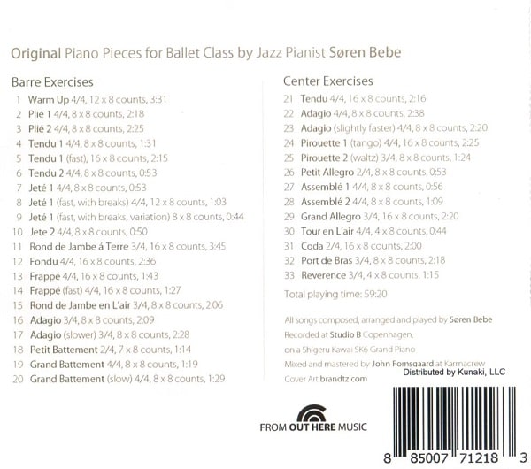Music for Ballet Class Vol.1　バレエレッスンCD　トラックリスト