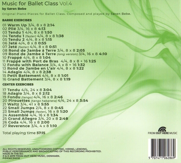Music for Ballet Class Vol.4　バレエレッスンCD　トラックリスト