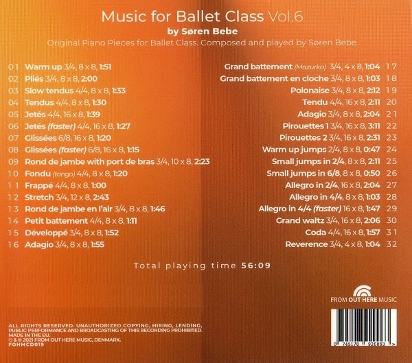 Music for Ballet Class Vol.6　バレエレッスンCD　トラックリスト