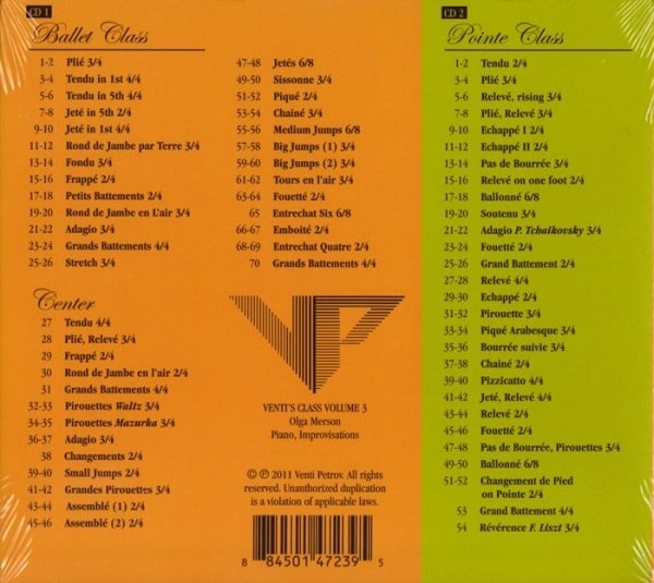 Venti's Class Vol.3 2枚組　バレエレッスンCD　トラックリスト